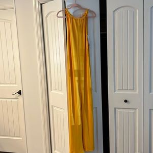 ZARA yellow jumpsuit halter and tie